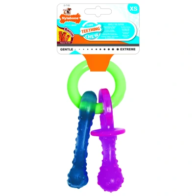 Afbeelding van Nylabone Puppy Chew Bijtring Speen / Bot Puppyspeelgoed TOT 7 KG