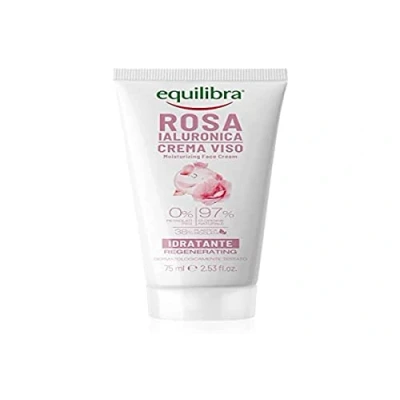 Afbeelding van Equilibra Gezicht, Hyaluronic Rose Hydraterende Gezichtscrème op basis van Damascus Extract en Hyaluronzuur, Hydraterend, Snelle Absorptie, Niet Onge, 75 ml