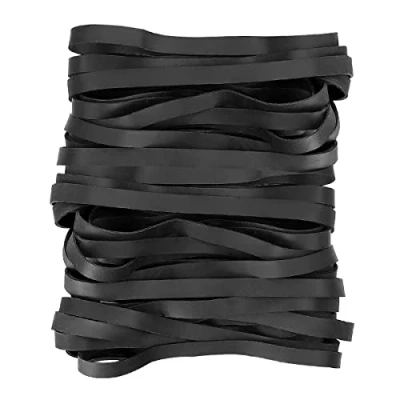 Afbeelding van Rubberen band, 8,5 cm x 5 mm, zwart, 100 stuks, elastiek, herbruikbaar, elastische elastiek voor kantoorbenodigdheden, familie, school
