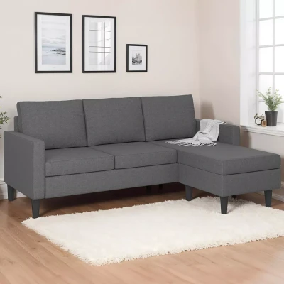 Afbeelding van Canapé d&#039;angle 3 places MARIUS 200 cm réversible gris anthracite