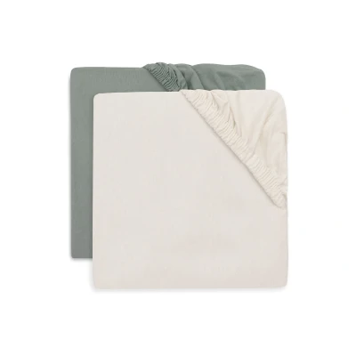 Afbeelding van Jollein Hoeslaken Jersey Duo 2 Stuks 70/75x140/150 cm Sea Green &amp; Ivory