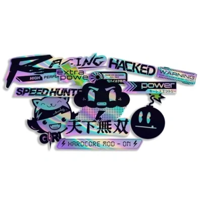 Afbeelding van Finest Folia JDM Stickerset voor auto motorfiets Japanse helm OEM tuning zelfklevende folie weerbestendig R207 (stickervel 7 met effect