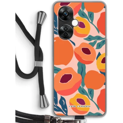Afbeelding van Case Company® hoesje met Koord geschikt voor OnePlus Nord CE 3 Lite Perzik Telefoonhoesje Zwart Bescherming aan alle Kanten en Over de Schermrand