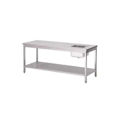 Afbeelding van Gastro M RVS Cheftafel Met Onderblad 200x70x85cm GN142 Horeca &amp; Professioneel