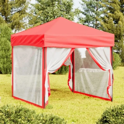 Afbeelding van Partytent inklapbaar met zijwanden 2x2 m rood