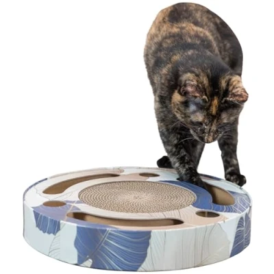 Afbeelding van Trixie krabtrommel met ballen karton catnip blauw 33x33x5,5 cm