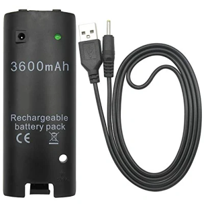 Afbeelding van OSTENT Oplaadbare batterij, 3600 mAh, oplaadkabel voor Nintendo Wii afstandsbediening, zwart