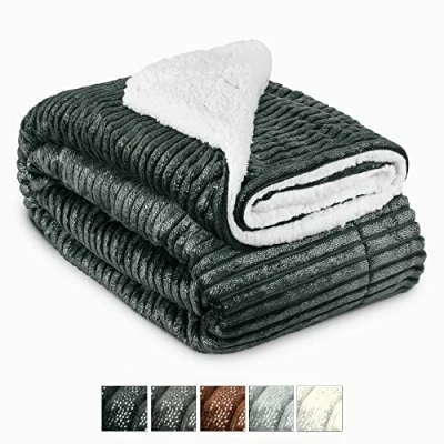 Afbeelding van Beautissu Fleece Deken 220 x 240cm Elisa Sherpa extra zacht Plaid Zwart