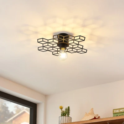 Afbeelding van Lucande Wandlamp design 1licht ijzer H: 30.1 cm E27 zwart