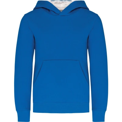 Afbeelding van Kariban Kinder hooded sweater met gecontrasteerde capuchon K453 Light Royal Blue / White