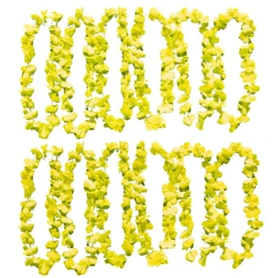 Afbeelding van UV FLOOR Neongele bloemenketting premium kwaliteit fluorescerend accessoire feest kostuum 12 stuks