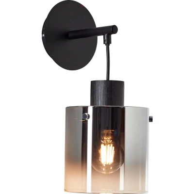 Afbeelding van Brilliant Simonis Wandlamp E27 max 1x52W Zwart/Gerookt Glas