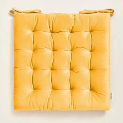 Afbeelding van ROOM99 Nova stoelkussen, 40 x cm, met strepen, voor buiten, binnen en woonkamer, fluweel, mosterd