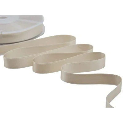 Afbeelding van Furlanis Dubbel satijnen lint, Italiaanse stof beige, 16 mm x 25 m