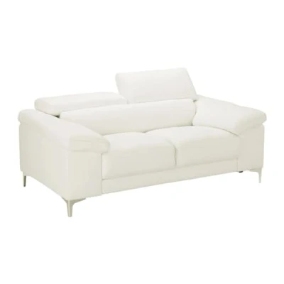 Afbeelding van LINEA SOFA Tweezitsbank van leer SOLANGE Wit L 176 cm x H 90 D 103