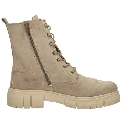 Afbeelding van SUB55 Enkellaarsjes met plateauzool, Dames, Maat: 37, Beige Leer