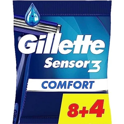 Afbeelding van Gillette Sensor3 Comfort, Wegwerpscheerapparaat voor heren, met smeerband, 8 + 4 stuks