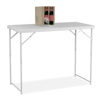Afbeelding van Relaxdays tuintafel campingtafel eettafel tuin tafel in hoogte verstelbaar 120x60 wit