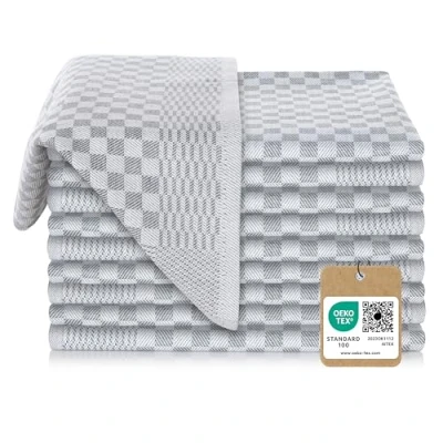 Afbeelding van Vaily Set van 10 hoogwaardige theedoeken 100% super absorberend katoen, Oeko Tex gecertificeerd, 70 x 45 cm, grijs