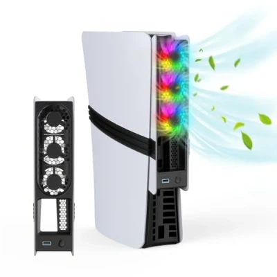 Afbeelding van Growalleter Koelventilator voor PS5 Pro/Slim console: high speed koeling met automatische temperatuurregeling, laag geluidsniveau, RGB verlichting en USB 3.0 aansluiting