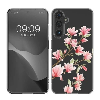 Afbeelding van kwmobile telefoonhoesje geschikt voor Samsung Galaxy A16 5G Hoesje smartphone in poederroze / wit transparant Magnolia design