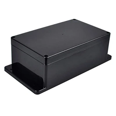 Afbeelding van Therlan Aansluitdoos, waterdicht IP65 aftakdoos, met vaste oren aansluitkasten, behuizing elektronica ABS kunststof elektronische projectbox DIY elektrische doos zwart groot (200 x 120 75 mm)