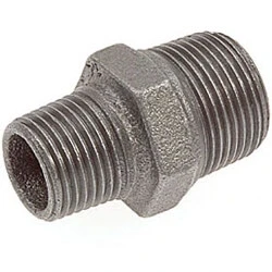 Afbeelding van IJzeren zwarte draadfitting dubbel nippel verlopend 1/2 x