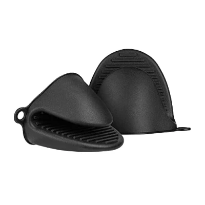 Afbeelding van kwmobile Ovenwant van silicone Set 2x hittebestendige ovenwanten Te gebruiken tot 230C In zwart