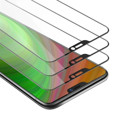 Afbeelding van Cadorabo 3x Screenprotector geschikt voor Vivo X21 Volledig scherm pantserfolie Beschermfolie in TRANSPARANT met ZWART Getemperd (Tempered) Display beschermend glas 9H hardheid 3D Touch