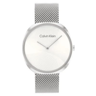 Afbeelding van Calvin Klein Analoog kwartshorloge voor dames met roestvrijstalen armband, wit, Talla única, armband:, Wit., Polsband:
