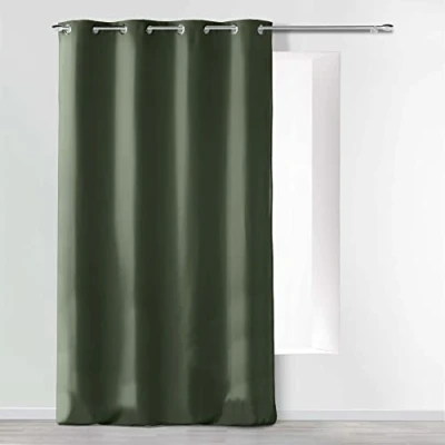 Afbeelding van douceur d&#039;intérieur, Gordijn met ogen (140 x 280 cm) Absolu kaki, microvezel