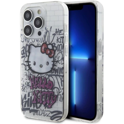 Afbeelding van Hello Kitty IML On Bricks Graffiti hoesje voor iPhone 14 Pro wit