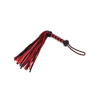 Afbeelding van Rimba Bondage Play Gevlochten zweep flogger rood/zwart