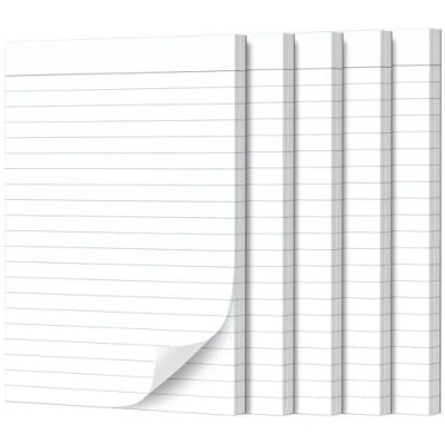 Afbeelding van Fantastino® Notitieblok A5, gelinieerd, 5 stuks, 250 vellen (50 per blok), premium papier, 90 g/m², klein gelinieerd notitieblok, afneembaar mini vel voor kantoor, huis, school, universiteit