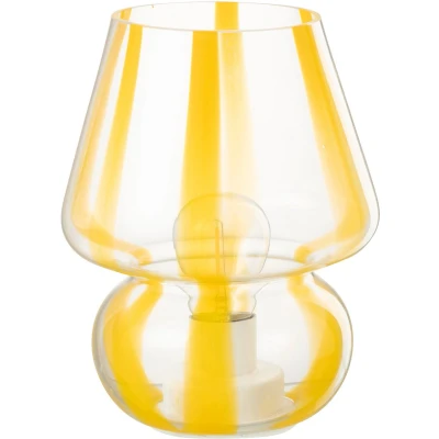Afbeelding van J Line tafellamp Strepen glas transparant/geel large