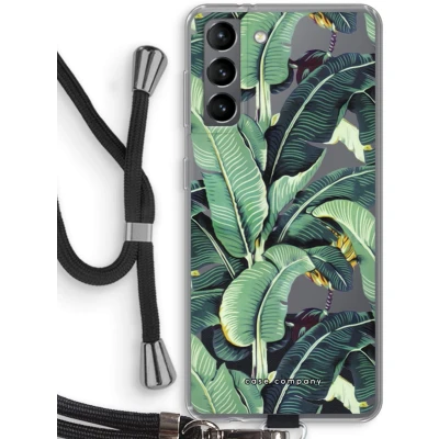 Afbeelding van hoesje met Koord geschikt voor Samsung Galaxy S21 Bananenbladeren Telefoonhoesje Zwart Bescherming aan alle Kanten en Over de Schermrand