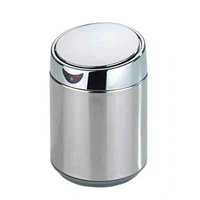 Afbeelding van WENKO Senso Mini tafelafvalemmer, kleine vuilnisemmer met infraroodsensor, automatische opening zonder contact, inhoud 0,8 l, roestvrij staal, binnenkant kunststof, 12,5 x 18, cm, verchroomd