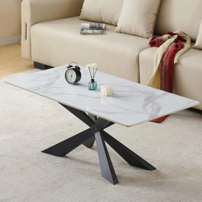 Afbeelding van Milton &amp; Oldbrook Salontafel 120 cm Zamora Glanzend Marmer Wit