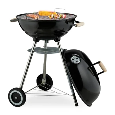 Afbeelding van kogelbarbecue Ø 44 cm met wielen deksel luchtrooster asvanger