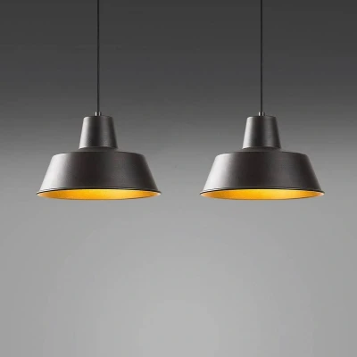 Afbeelding van Saglam 3738 hanglamp, zwart/goud, metaal, 2 lamps