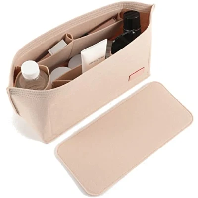 Afbeelding van Doxo Vilten handtassen opbergtas grote tas met ritssluiting geschikt voor Speedy en Neverfull MM beige maat: M
