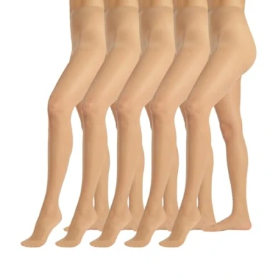Afbeelding van TEXAS PACK 5 paar voile panty, transparante damespanty, kousen natuurlijk, zwart S, M, L, XL Made in Italy, Natuurlijk.