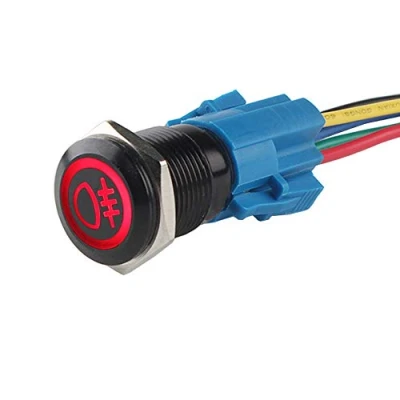 Afbeelding van ETOPARS Zwarte beschermhoes, 19 mm, tuimelschakelaar, rood, led, 12 V, 3 A, drukknop, auto, metaal, waterdicht, mistlicht, achter, stopcontact
