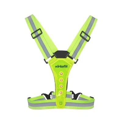 Afbeelding van VirtuFit Reflecterend Veiligheidsvest met LED Hardloop Verlichting Geel Hardloophesje