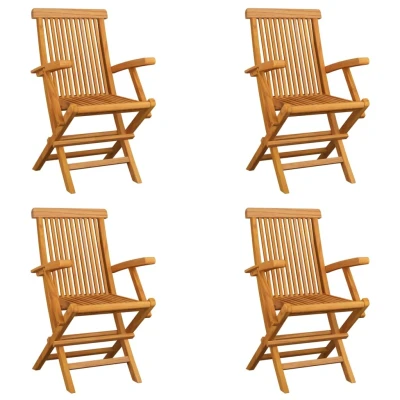 Afbeelding van Tuinstoelen 4 st inklapbaar massief teakhout
