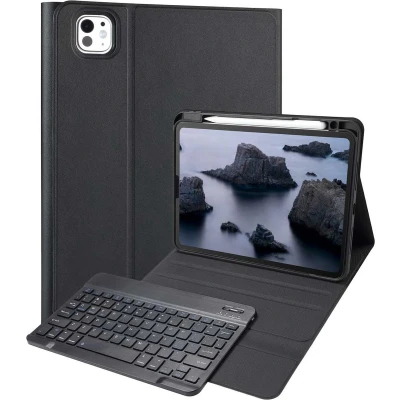 Afbeelding van Accezz QWERTY Bluetooth Keyboard Bookcase Geschikt voor de iPad Pro 11 (2024) M4 Zwart