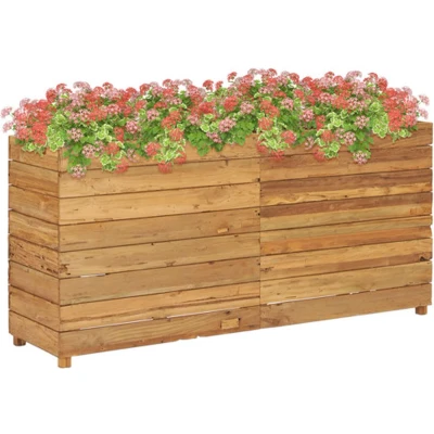 Afbeelding van Plantenbak verhoogd 150x40x72 cm massief teakhout en staal