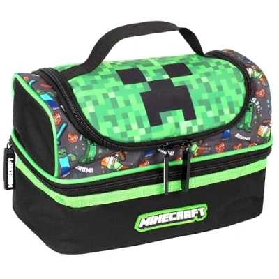 Afbeelding van Minecraft Lunchtas met meerdere vakken voor kinderen, warmte isolatie, dubbele verdieping, jongens