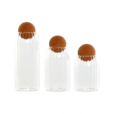 Afbeelding van Set van 3 Potjes Home ESPRIT Transparant Kurk Borosilicaatglas 1 L Onderdelen