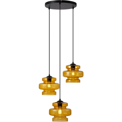 Afbeelding van QAZQA denise Retro Hanglamp 3 lichts Ø 50 cm Oranje Woonkamer Slaapkamer Keuken